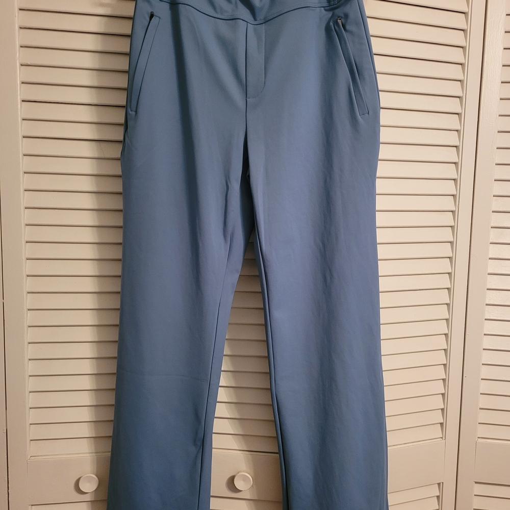 HALARA Flex DayStretch MidRise Side Zip Pocket Work Flare Pants Light Azure M